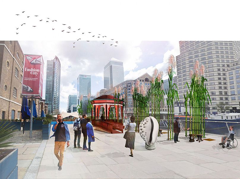 Conception du concept pour les échos d'Alberta Whittle depuis les profondeurs et entre les cannes