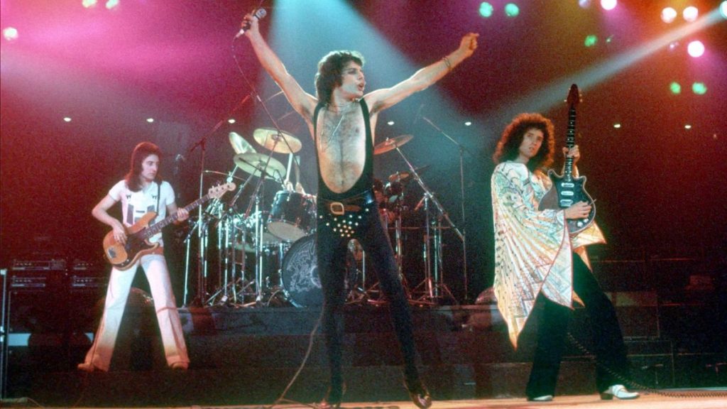 Pictured: Queen performing in Inglewood, California - December 1977