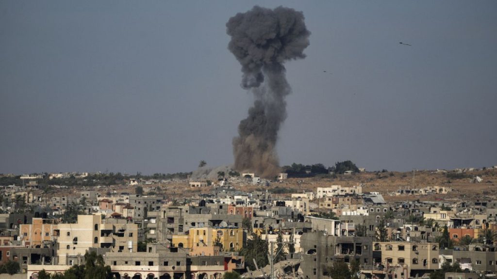 Smoke rises from an Israeli airstrike in Rafah, southern Gaza Strip, Friday, May 31, 2024.