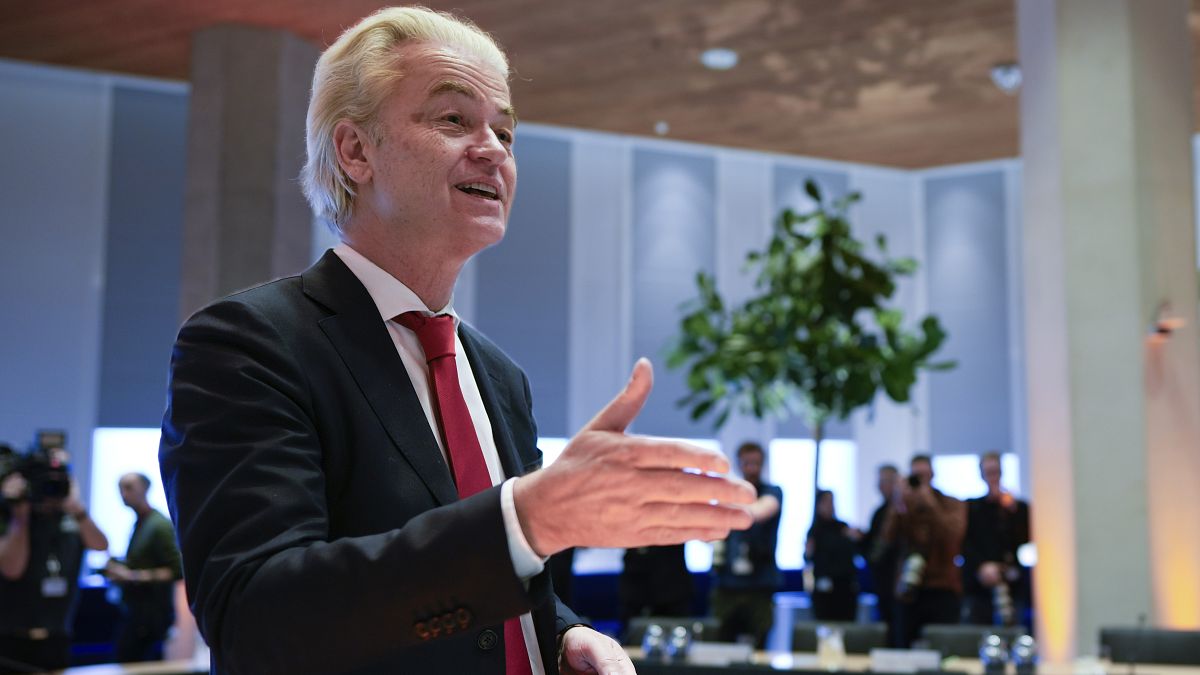 Geert Wilders, the leader of the PVV party, during a meeting of leaders of political parties after the general election in November.