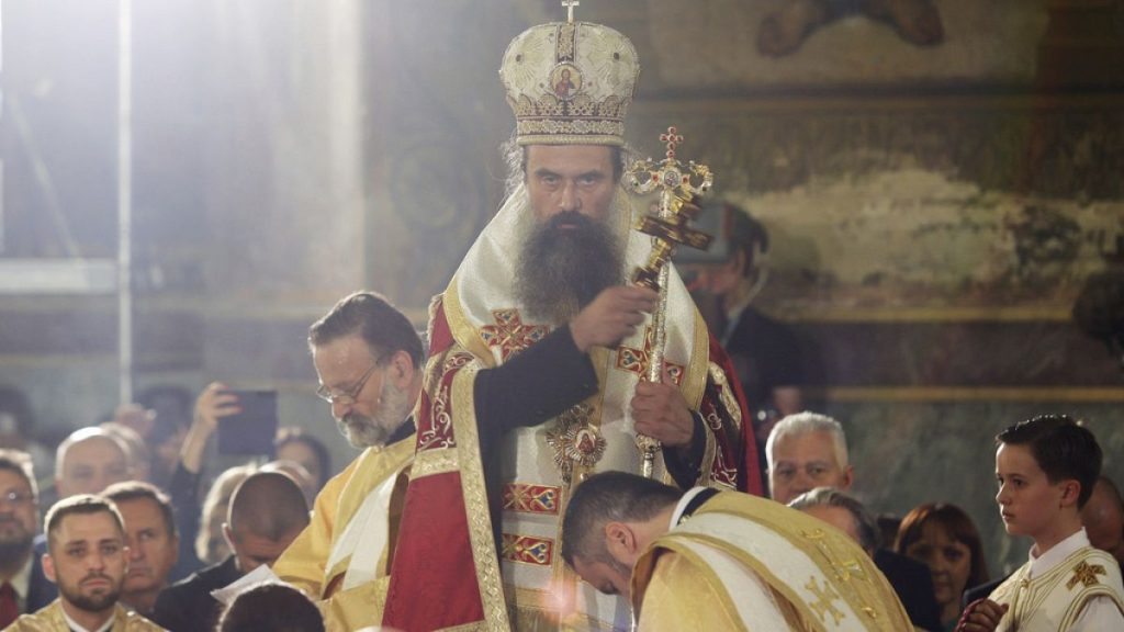 Newly elected Bulgarian Patriarch Daniil blesses the people during his enthronement ceremony (AP Photo/Valentina Petrova)