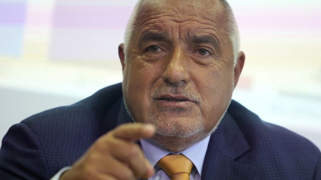 Former Prime Minister Boyko Borissov, leader of centre-right GERB party talks to the media in Sofia, Thursday, June 13, 2024.