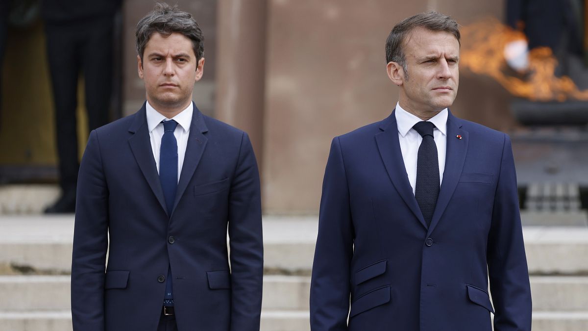 French Prime Minister Gabriel Attal and French President Emmanuel Macron. June 18, 2024.
