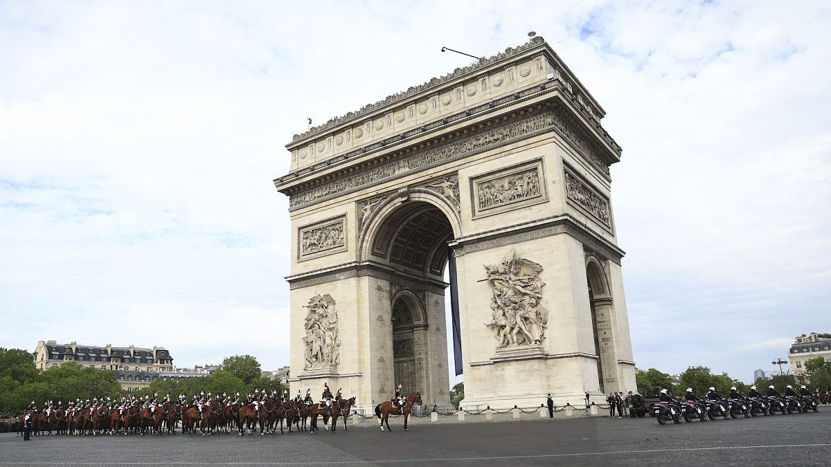 The Republican Guard at the Arc de Triomphe on Bastille Day in Paris