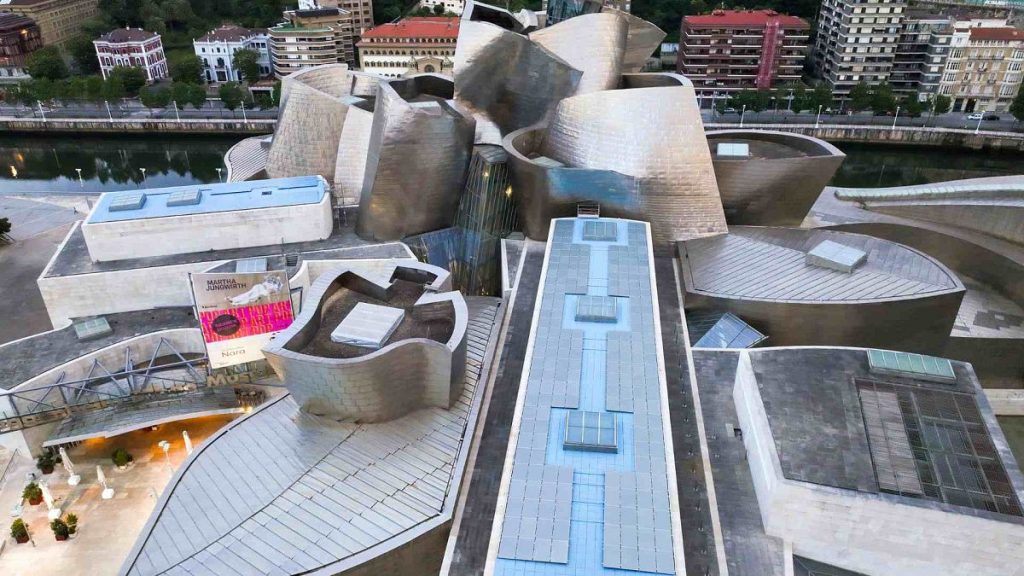 The Guggenheim Museum in Bilbao, Spain, has just installed 300 solar panels on its roof - part of its commitment to be climate neutral by 2030.