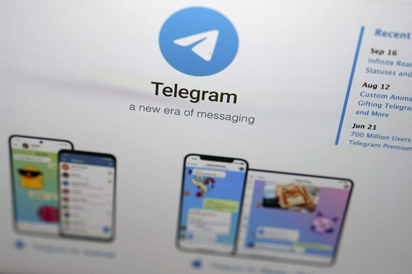 Le site Web de l'application de messagerie Telegram est visible sur l'écran d'un ordinateur portable à Munich, en Allemagne, le lundi 17 octobre 2022