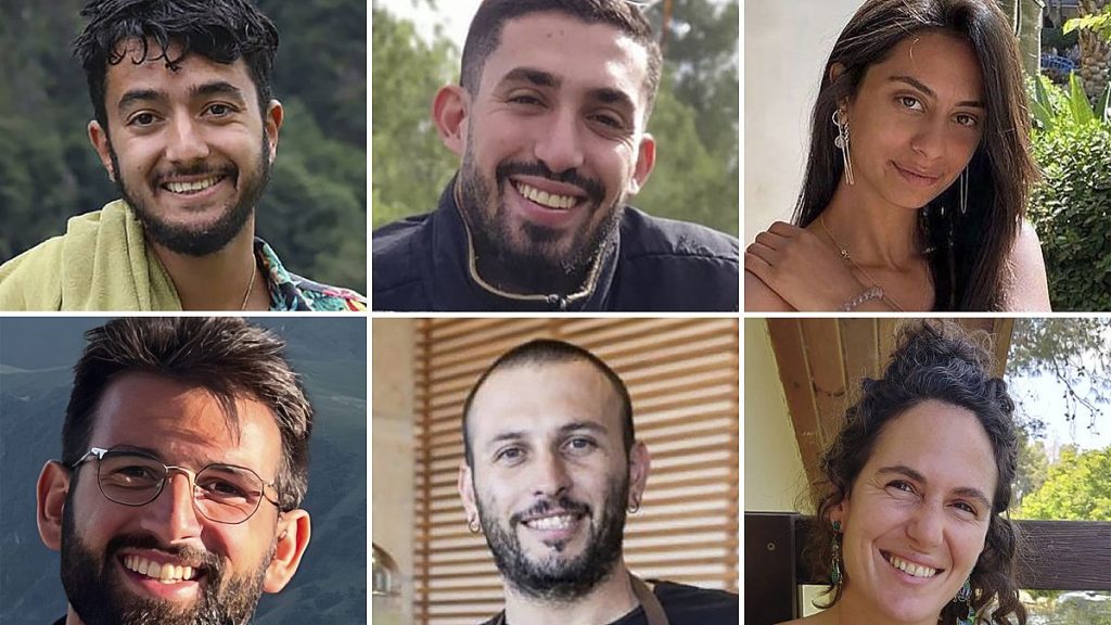 This combination of six undated photos shows hostages who were held hostage by Hamas militants in Gaza.
