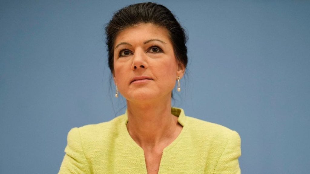 German politician Sahra Wagenknecht arrives for a news conference to announce the founding of Sahra Wagenknecht Alliance party in Berlin, Germany, Oct. 23, 2023