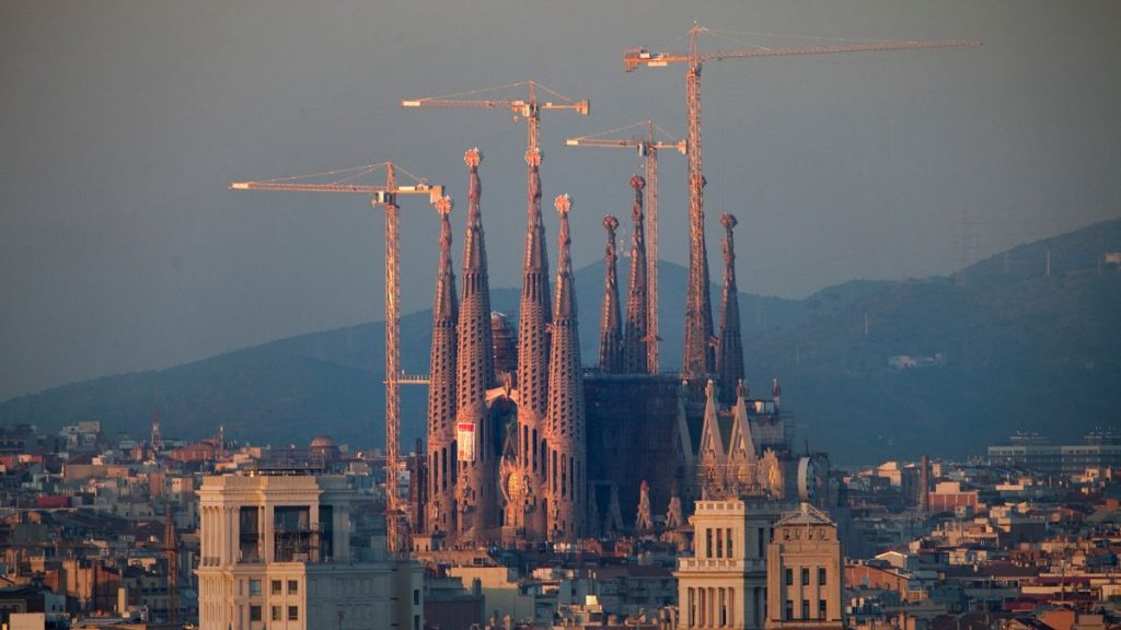 2010 general view of the Sagrada Familia church in Barcelona, Spain.