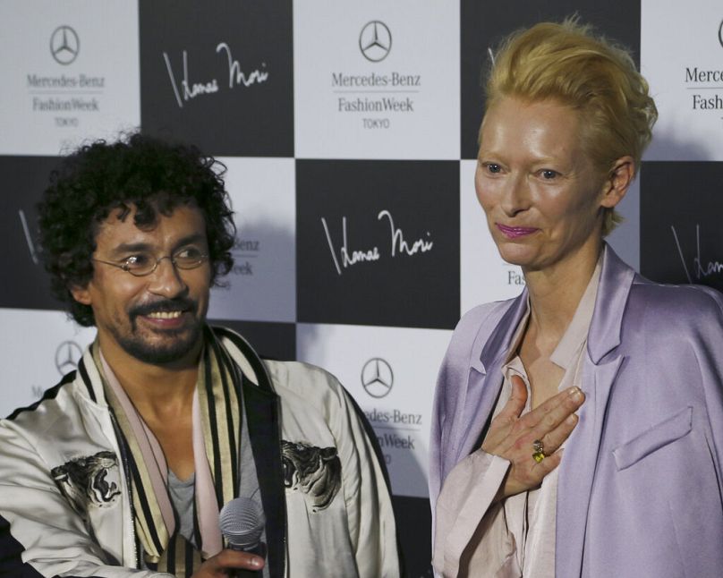 Haider Ackermann avec Tilda Swinton en 2014