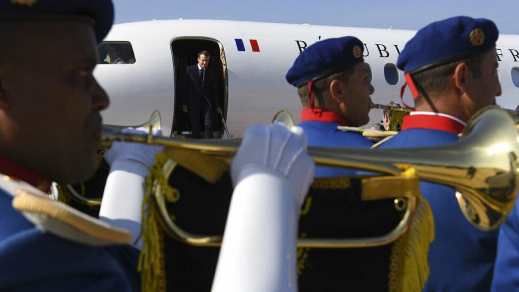 French President Emmanuel Macron arrives in Morocco