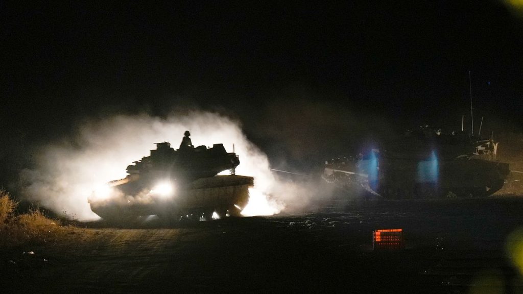 An Israeli tank maneuvers in northern Israel near the Israel-Lebanon border, 30 September 2024