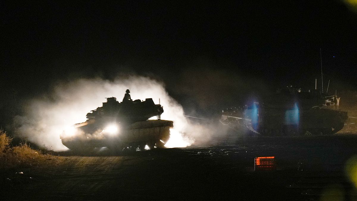 An Israeli tank maneuvers in northern Israel near the Israel-Lebanon border, 30 September 2024