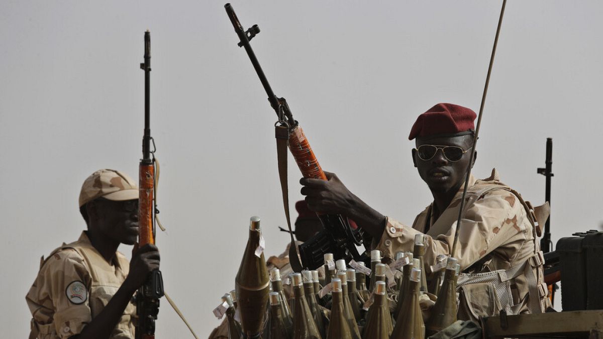 File photo: Sudanese soldiers from the Rapid Support Forces unit secure the area in the East Nile province, Sudan, on June 22, 2019