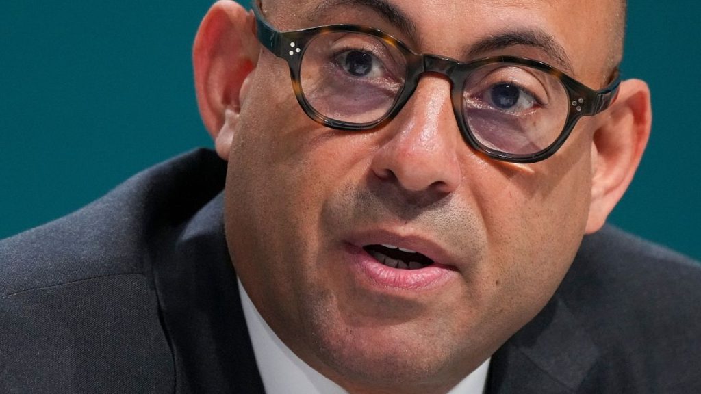 Simon Stiell, United Nations climate chief, speaks during a news conference at COP29.