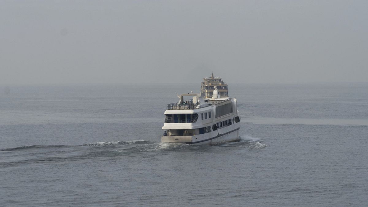 FILE - A ferry leaves Goma, the Democratic Republic of Congo, on Oct. 6, 2024, for Bukavu on lake Kivu.