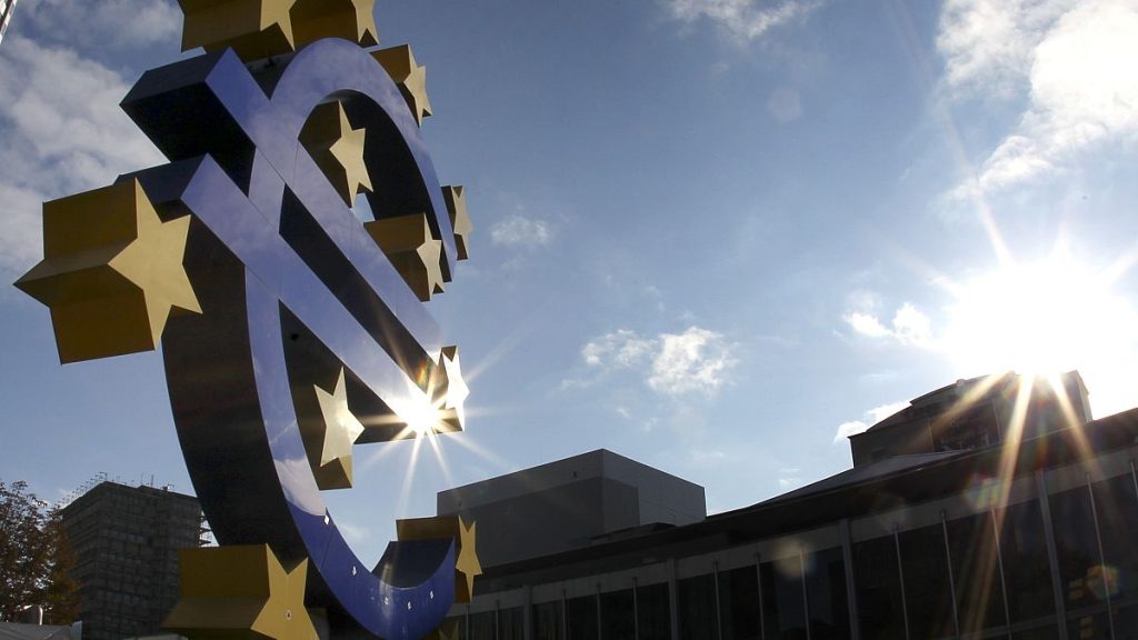 Euro sign outside the ECB in Frankfurt - file photo
