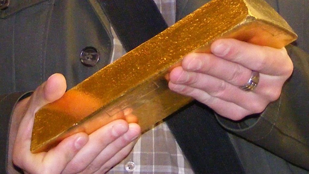 File picture of a gold bullion weighing 12.5kg, owned by the Polish National Bank