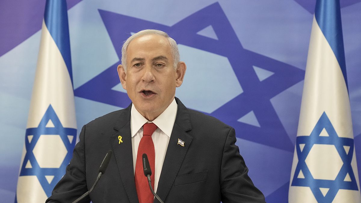 Israeli Prime Minister Benjamin Netanyahu speaks during a press conference in Jerusalem, Monday, Dec. 9, 2024.