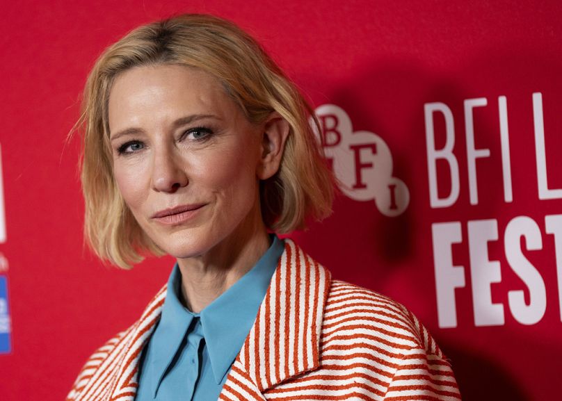 Cate Blanchett pose pour les photographes à son arrivée lors de la première du film «Rumors» lors du London Film Festival, 2024.