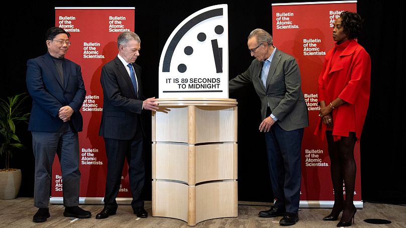 Herbert Lin, Juan Manuel Santos, Robert Socolow et Suzet McKinney Eveal the Doomsday Clock, se déroulant à 89 secondes à minuit - 28 janvier 2025