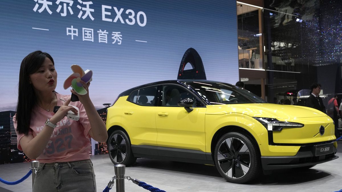 File picture of the Volvo EX30 fully electric small SUV unveiled during Auto China 2024 in Beijing last year