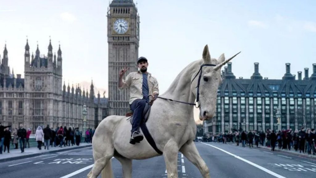 Prancing about: James Watt promoting House of Unicorns