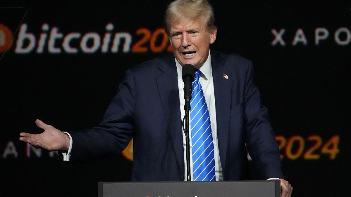 Donald Trump speaks at the Bitcoin 2024 Conference last July in Nashville.