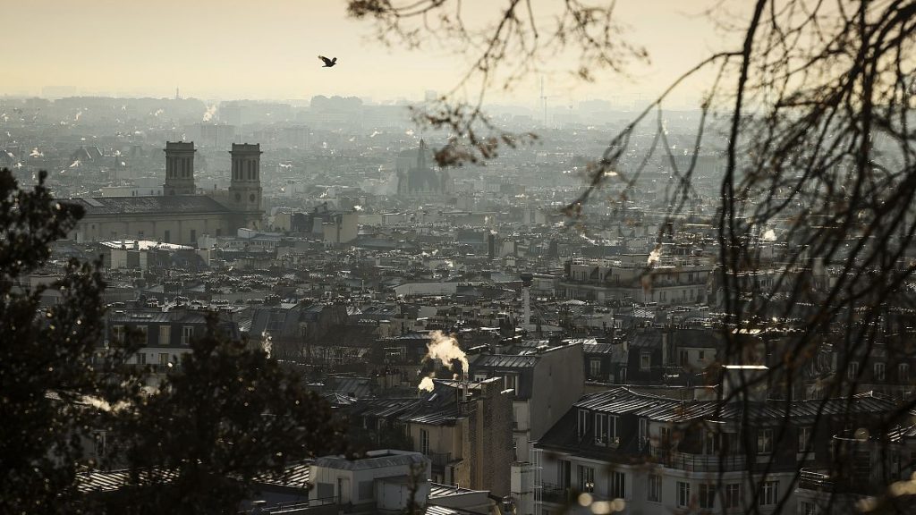 View of the rooftops of Paris from Montmartre in Paris, France. 5 Jan. 2025.