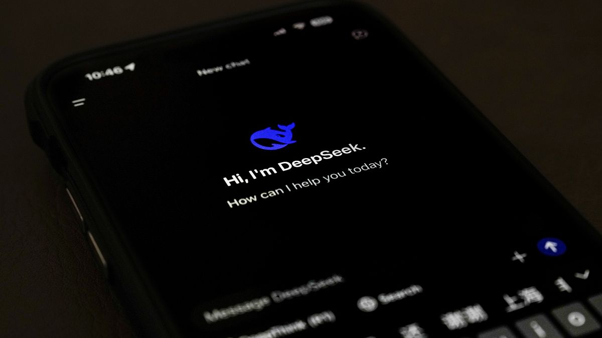The page for the smartphone app DeepSeek is seen on a smartphone screen in Beijing, Tuesday, January 28, 2025.