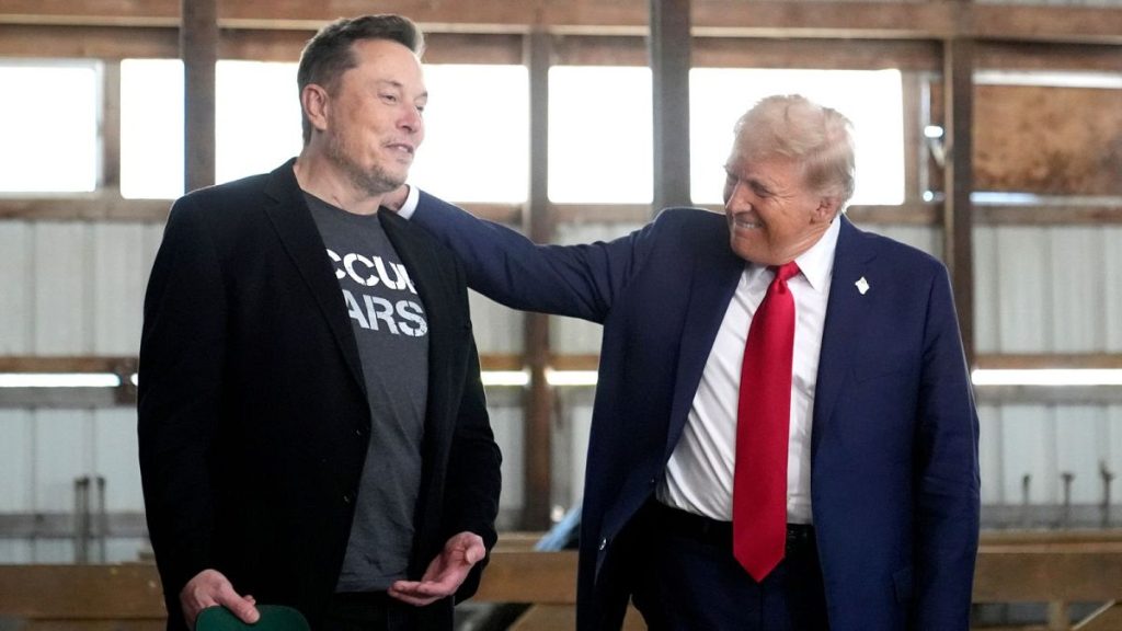 Elon Musk and President Donald Trump attend a campaign event at the Butler Farm Show.