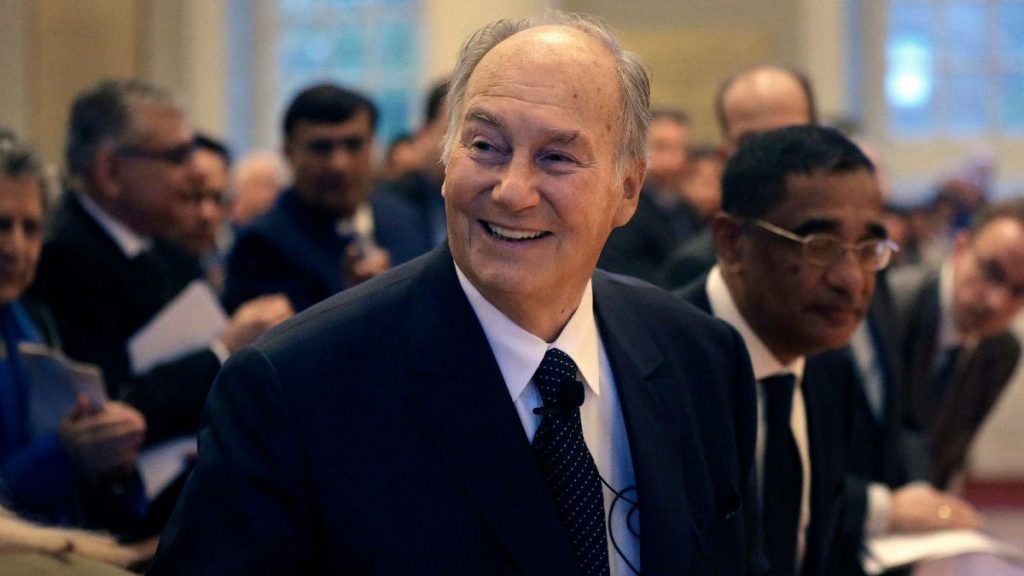 The Aga Khan arrives at the Memorial Church on the campus of Harvard University before addressing an audience in 2015.