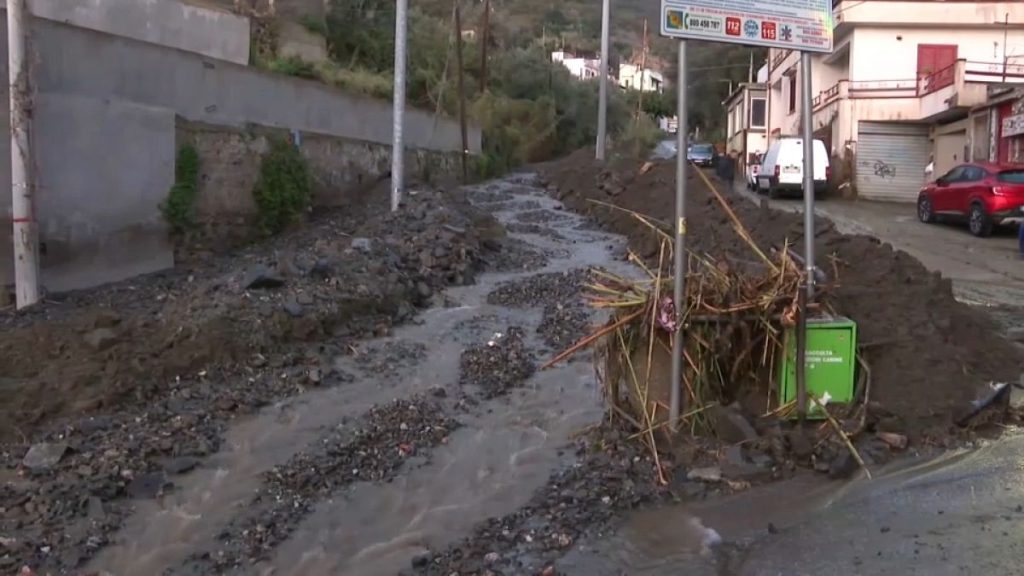 Mud cakes the streets in the Italian city of Messina in Sicily.