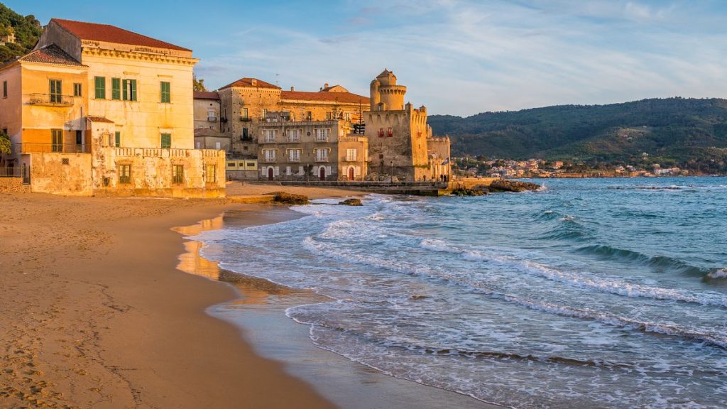 The village of Santa Maria di Castellabate at sunset