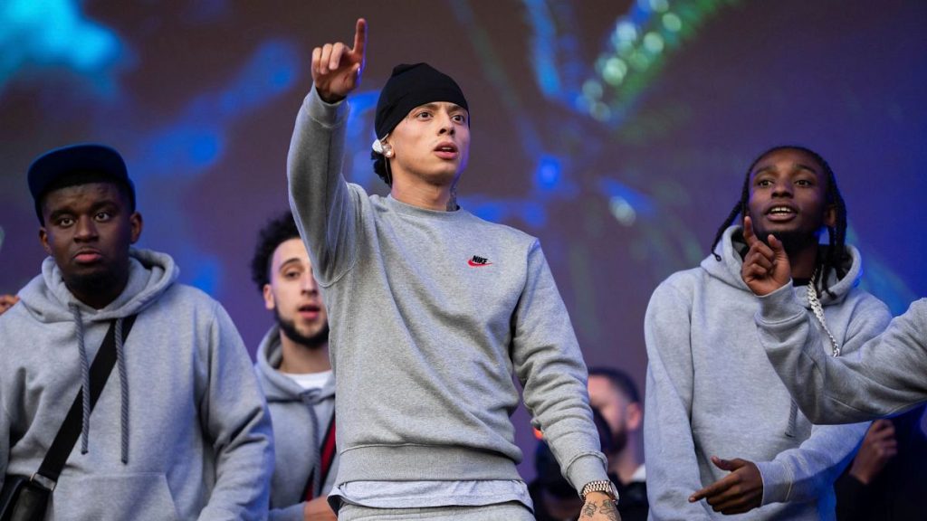 Central Cee performs at the Reading Music Festival, England, Saturday, 26 August 2023.