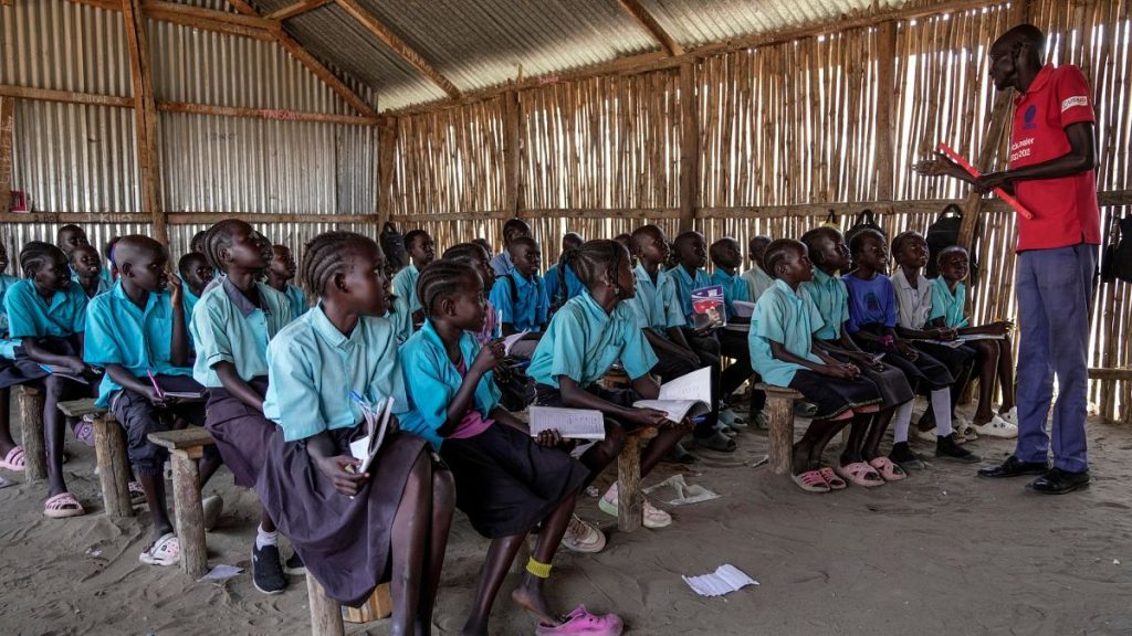 South Sudan refugee children attend a class in Juba, South Sudan.