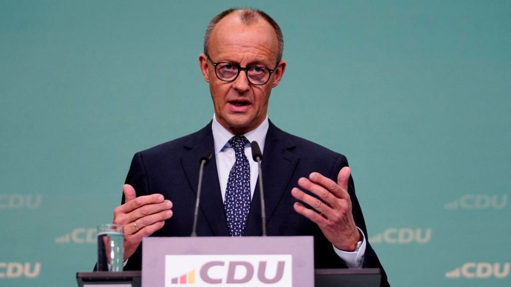 Friedrich Merz speaks during a news conference at the headquarters of Christian Democratic Union (CDU) party in Berlin.