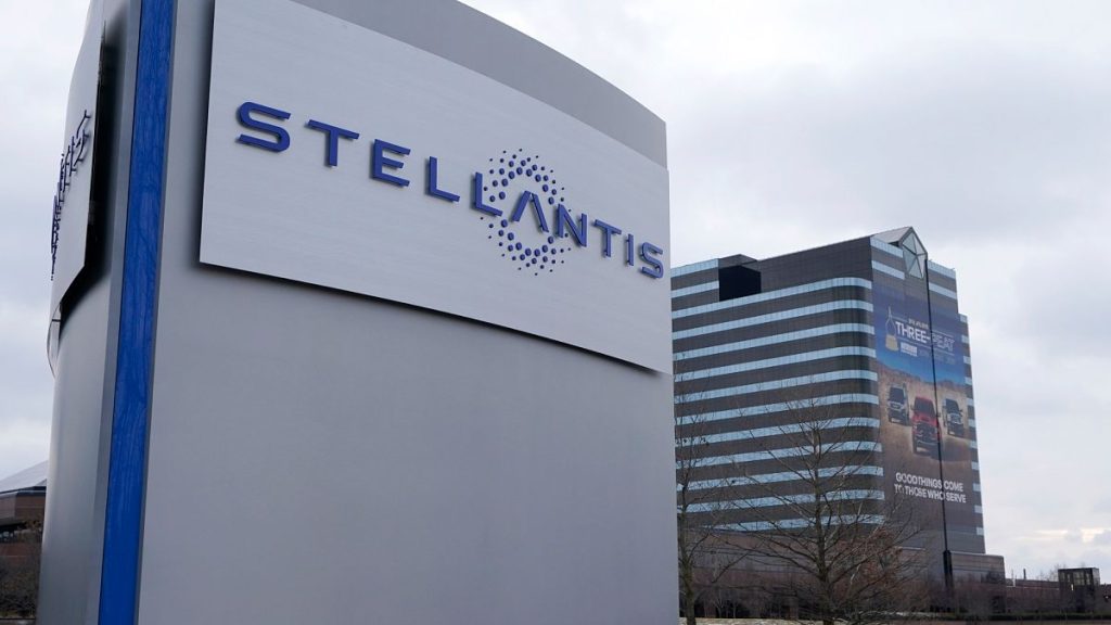 The Stellantis sign is seen outside the Chrysler Technology Center in Michigan, US. 19January 2021.