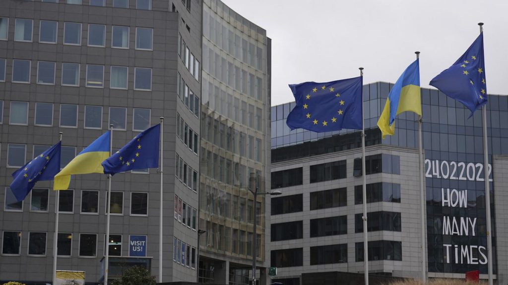 Ukraine flags in Brussels