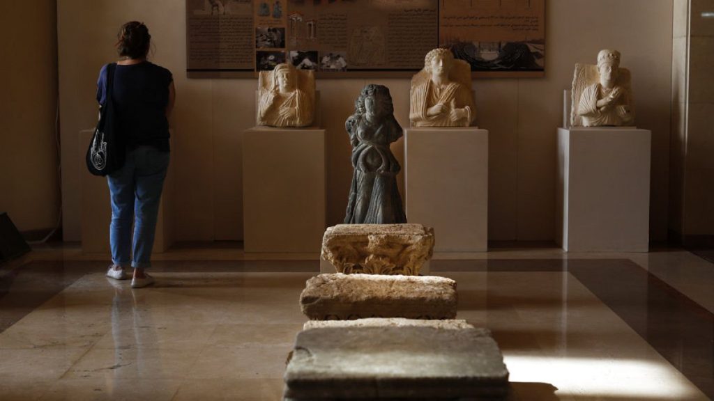 A Roman statue at an exhibition at the Opera House, in Damascus, Syria, Monday, 8 October 2018.