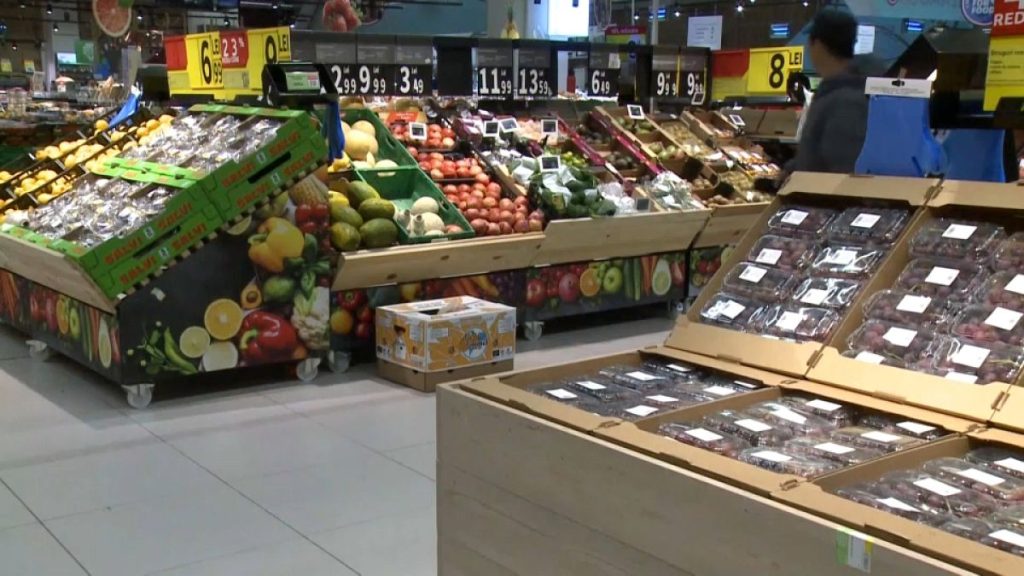 The interior of a supermarket in Bucharest, Romania, 10 February, 2025.