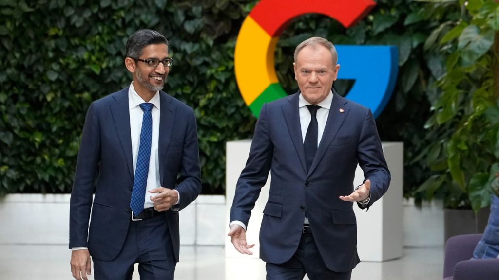 Google and Alphabet CEO Sundar Pichai, left, and Poland