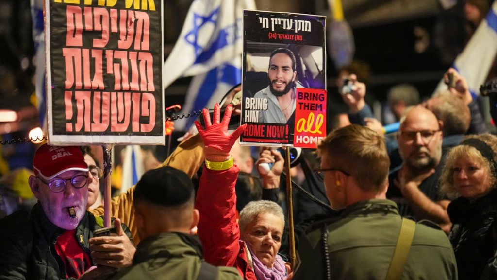 Relatives and supporters of Israelis held hostage by Hamas in Gaza attend a rally marking 500 days of captivity and demanding their release in Jerusalem on Monday, Feb. 17.