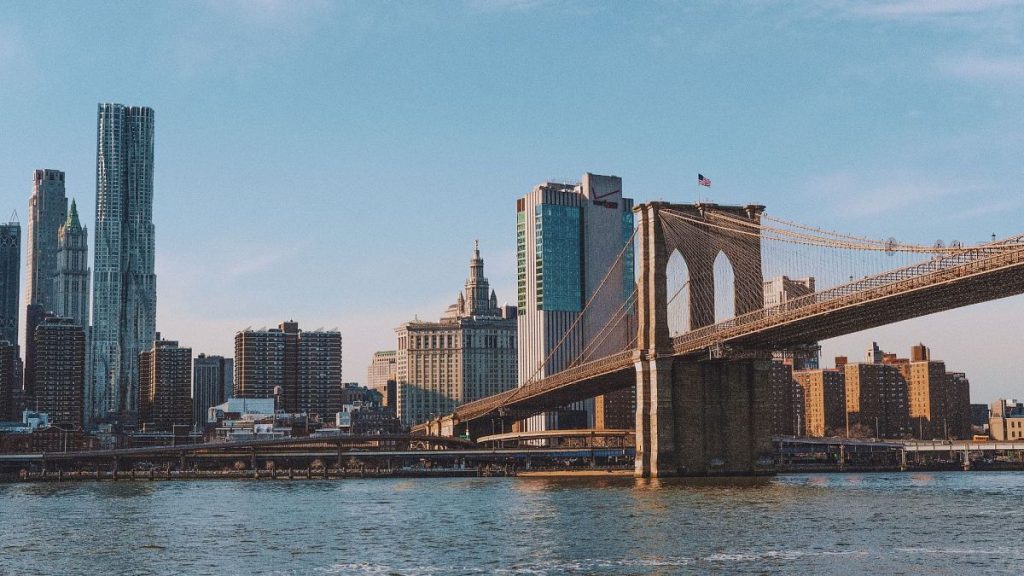 A scenic city skyline of New York