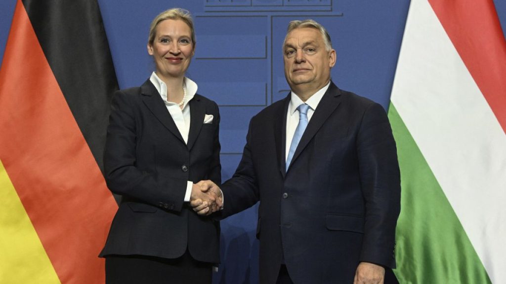 Hungarian Prime Minister Viktor Orbán with AfD’s co-leader Alice Weidel in Budapest