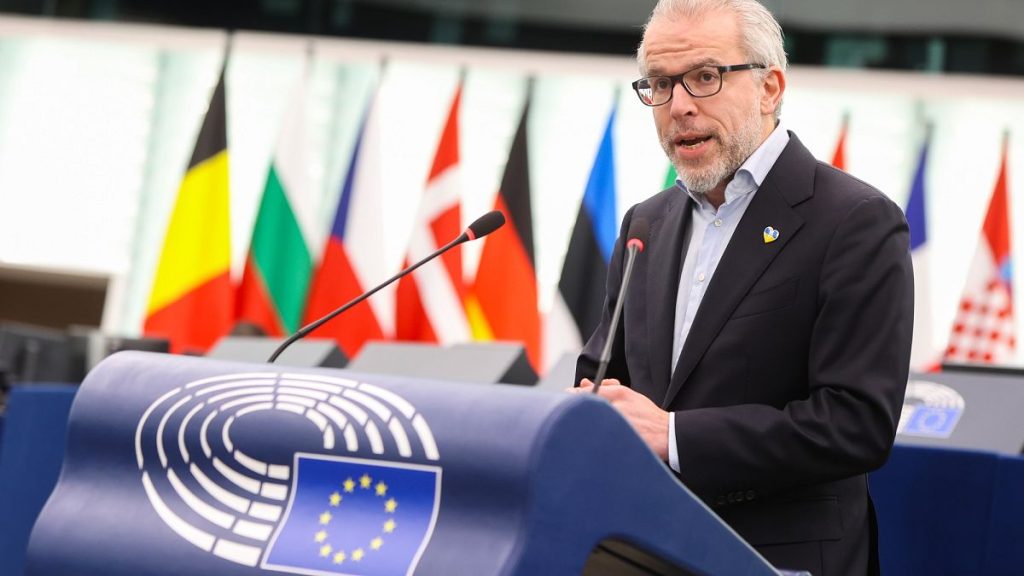 Dutch MEP Thijs Reuten during a European Parliament debate on support for Ukraine on 11 February 2025