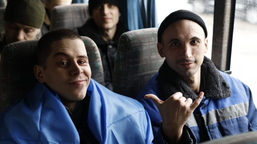 Ukrainian prisoners of war returning home from Russia, undisclosed location in Ukraine, 5. February 2025