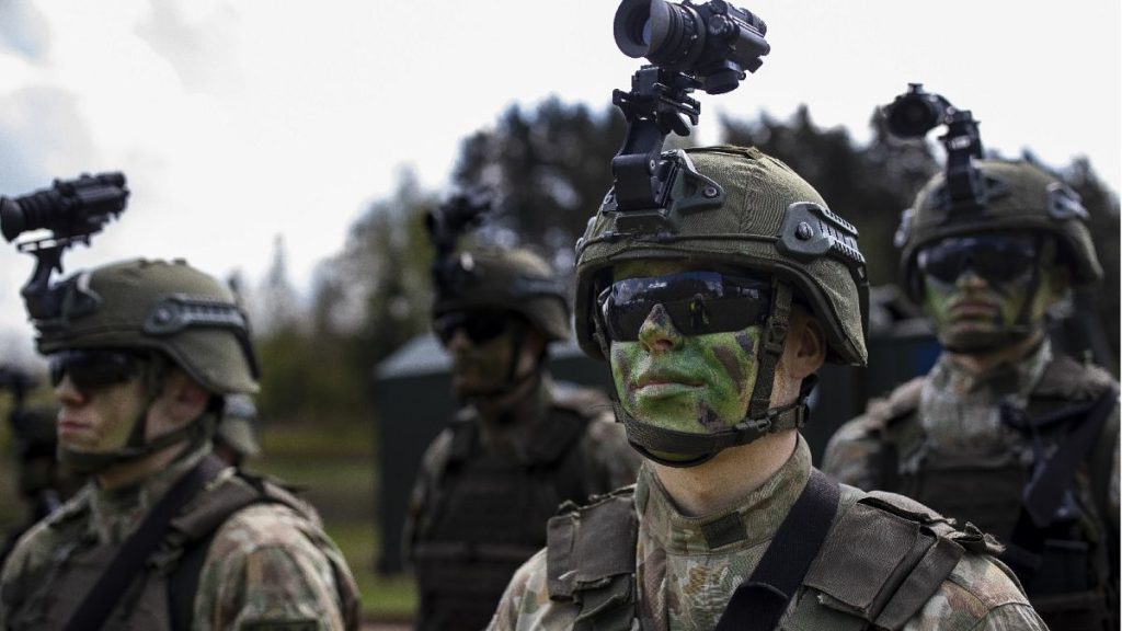 Lithuanian Army soldiers take part in a Lithuanian-Polish Brave Griffin 24/II military exercise near the Suwalki Gap near the Polish border, in Lithuania on April 26, 2024.