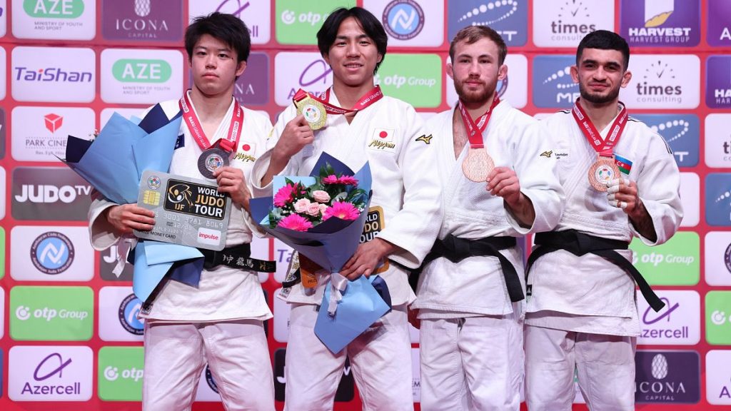 Winners of the -60kg category. Ryuju Nagayama took gold.