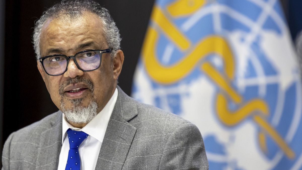Tedros Adhanom Ghebreyesus speaks during a press conference at the World Health Organization headquarters in Geneva in December 2024.